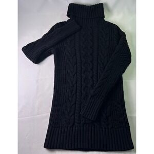 GAP Chic Tunic Sweater Mini Dress Women's S Black Cable‎ Knit Chunky Turtleneck